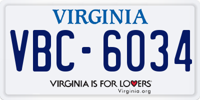 VA license plate VBC6034