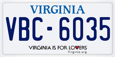 VA license plate VBC6035