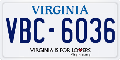 VA license plate VBC6036