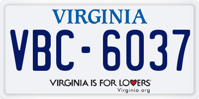 VA license plate VBC6037