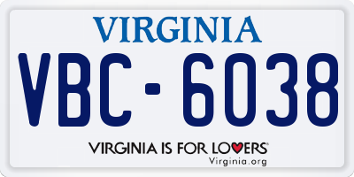 VA license plate VBC6038