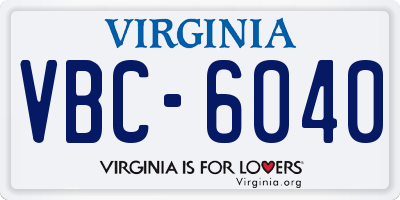 VA license plate VBC6040
