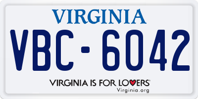 VA license plate VBC6042