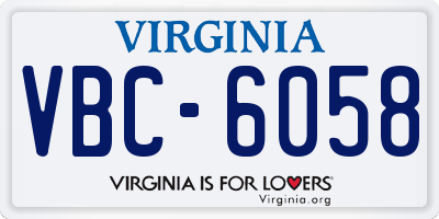 VA license plate VBC6058