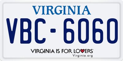 VA license plate VBC6060
