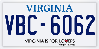VA license plate VBC6062