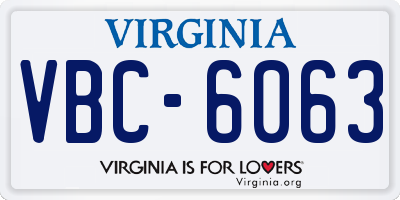 VA license plate VBC6063