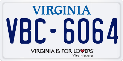 VA license plate VBC6064