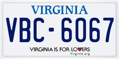 VA license plate VBC6067