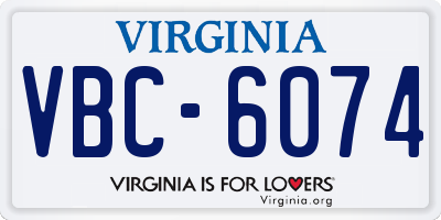 VA license plate VBC6074