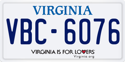VA license plate VBC6076