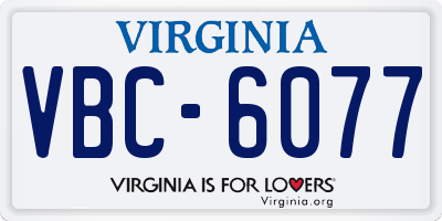 VA license plate VBC6077