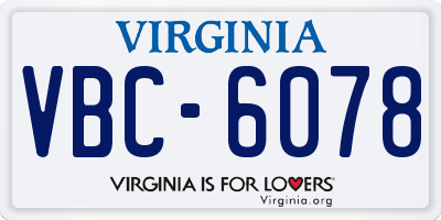 VA license plate VBC6078