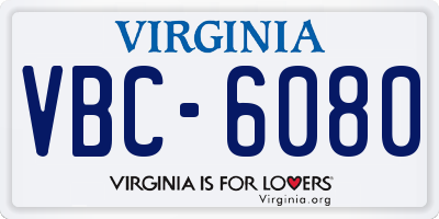 VA license plate VBC6080