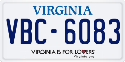 VA license plate VBC6083