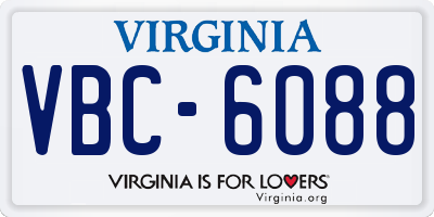 VA license plate VBC6088