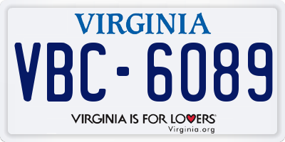 VA license plate VBC6089