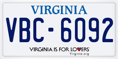 VA license plate VBC6092