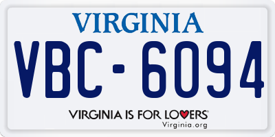 VA license plate VBC6094