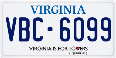 VA license plate VBC6099