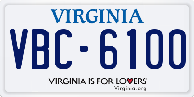 VA license plate VBC6100