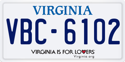 VA license plate VBC6102