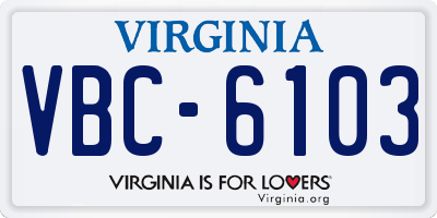 VA license plate VBC6103