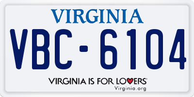 VA license plate VBC6104