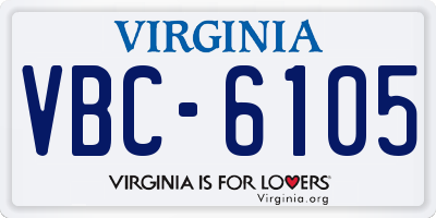 VA license plate VBC6105