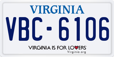 VA license plate VBC6106