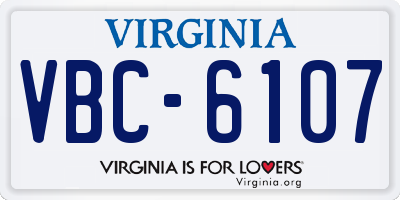 VA license plate VBC6107