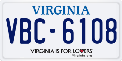 VA license plate VBC6108