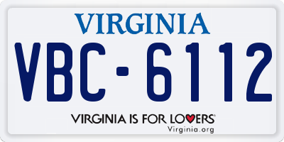 VA license plate VBC6112