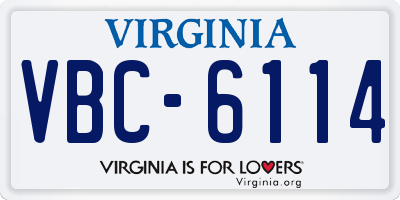 VA license plate VBC6114