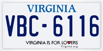 VA license plate VBC6116