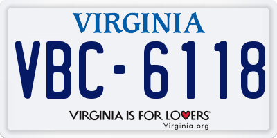 VA license plate VBC6118