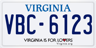 VA license plate VBC6123
