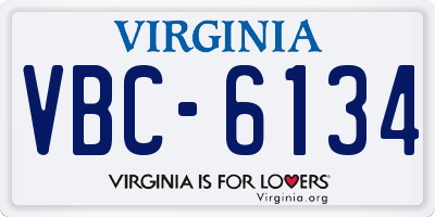 VA license plate VBC6134