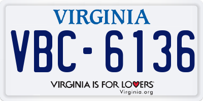 VA license plate VBC6136