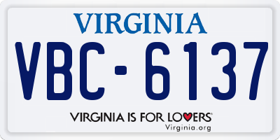 VA license plate VBC6137
