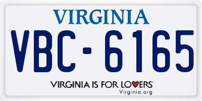 VA license plate VBC6165