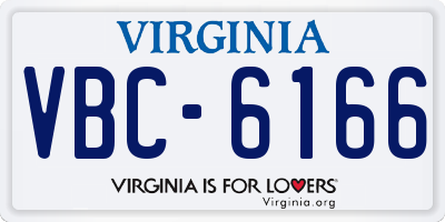 VA license plate VBC6166