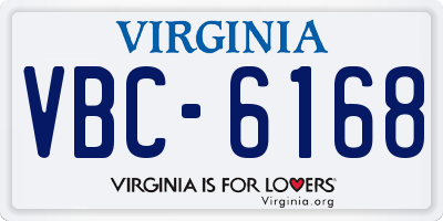 VA license plate VBC6168