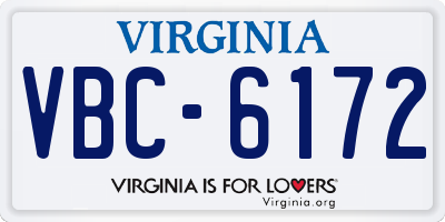 VA license plate VBC6172