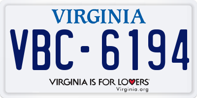 VA license plate VBC6194