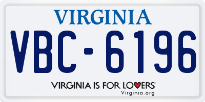 VA license plate VBC6196