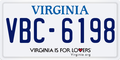 VA license plate VBC6198