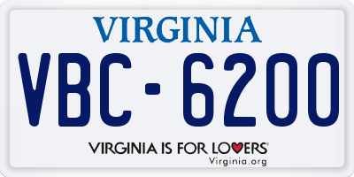 VA license plate VBC6200