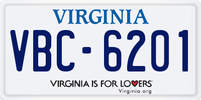 VA license plate VBC6201
