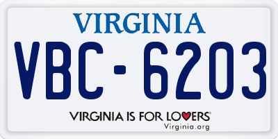 VA license plate VBC6203